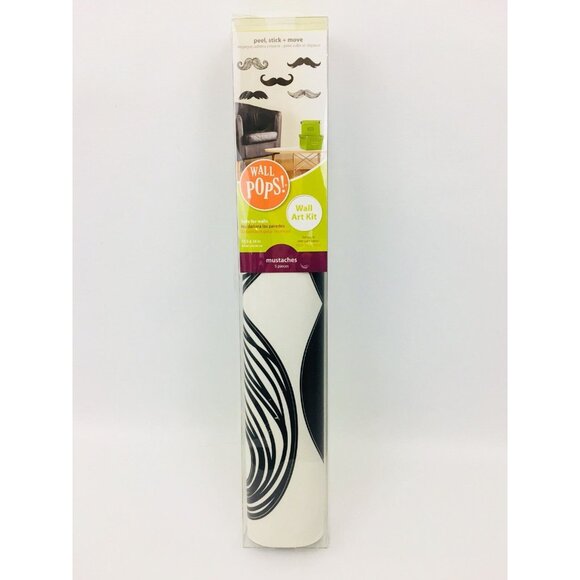 Mustache Wall Decals Peel & Stick Wall Art Kit By Wall Pops! 5-Piece Set 17"x24. - Picture 2 of 7